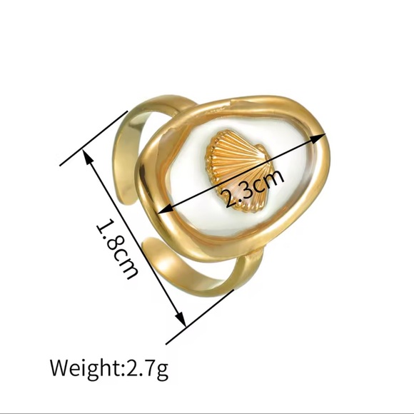 Modern Stylish Gold Shell Ring - Picture 6 of 6